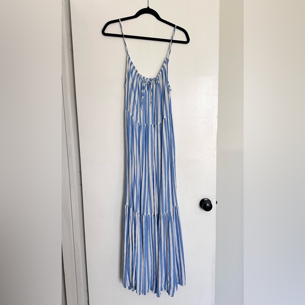 Old Navy Blue and White Striped Maxi Dress